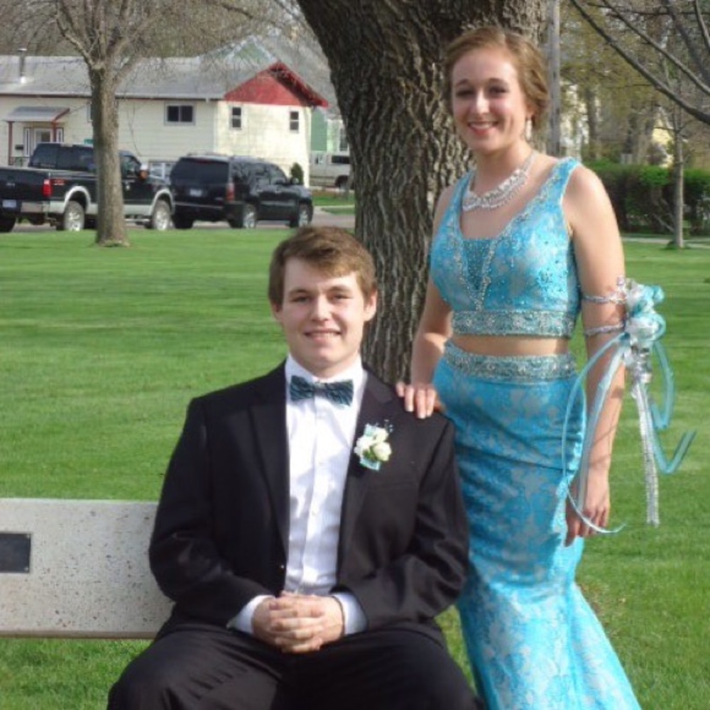 Size 2 Elegant Lace Prom Dress in Blue two piece lace dress Jasmine dress - Picture 6 of 7